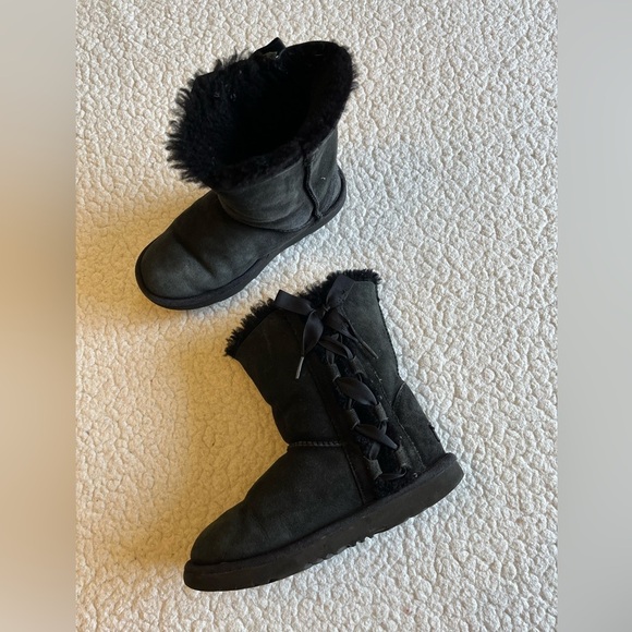 UGG Other - UGG black suede boots with side lace detail. Youth size 4